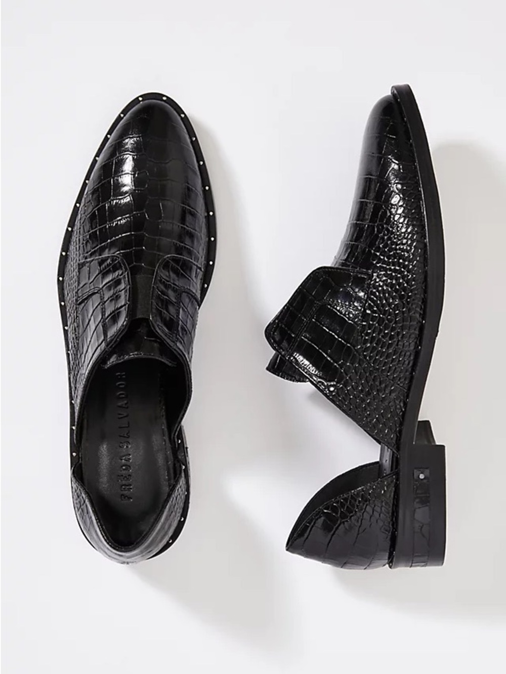 Brand New Freda Salvador Wear D’Orsay Oxfords in Black Embossed Croc Size 9